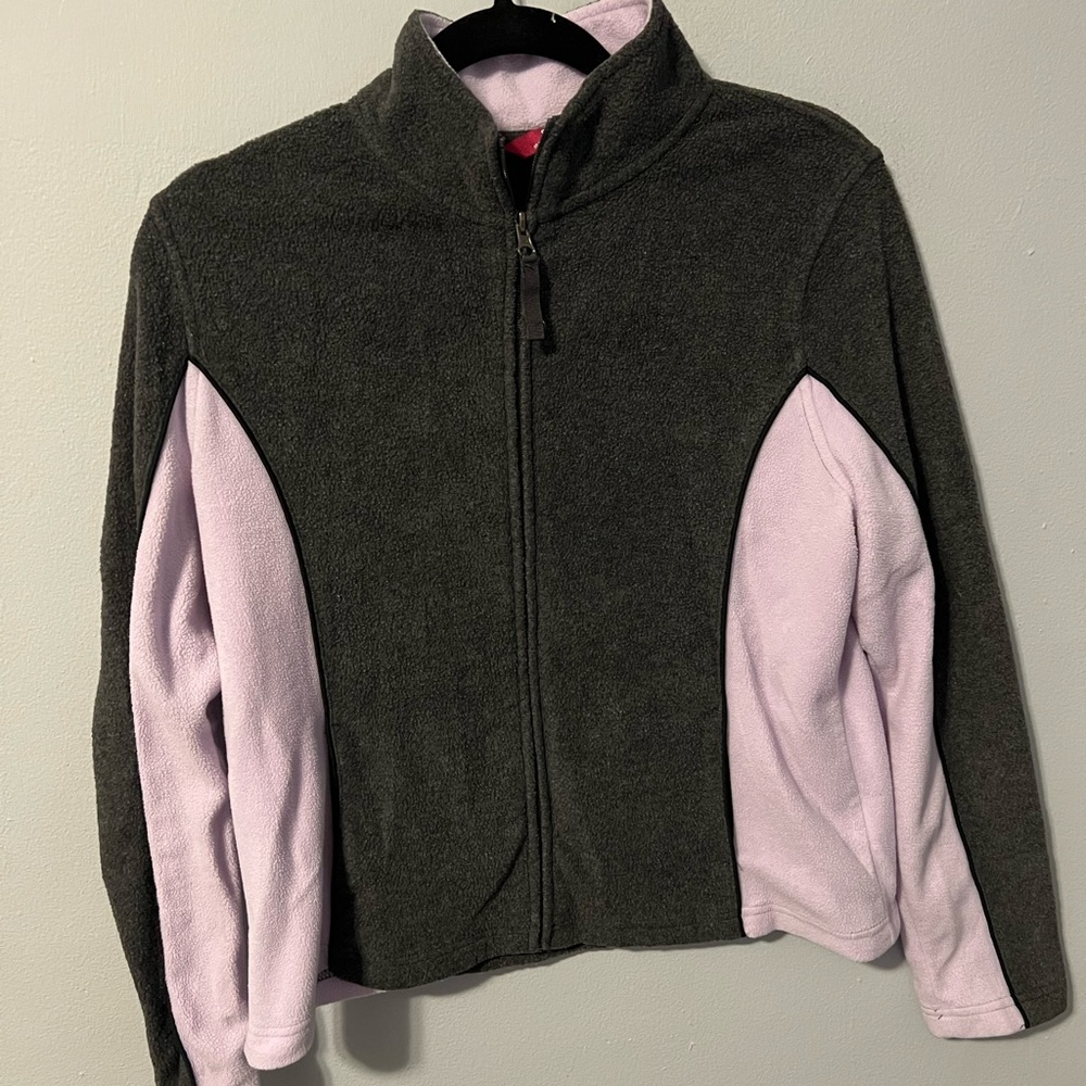 Purple and gray zip up fleece juniors large